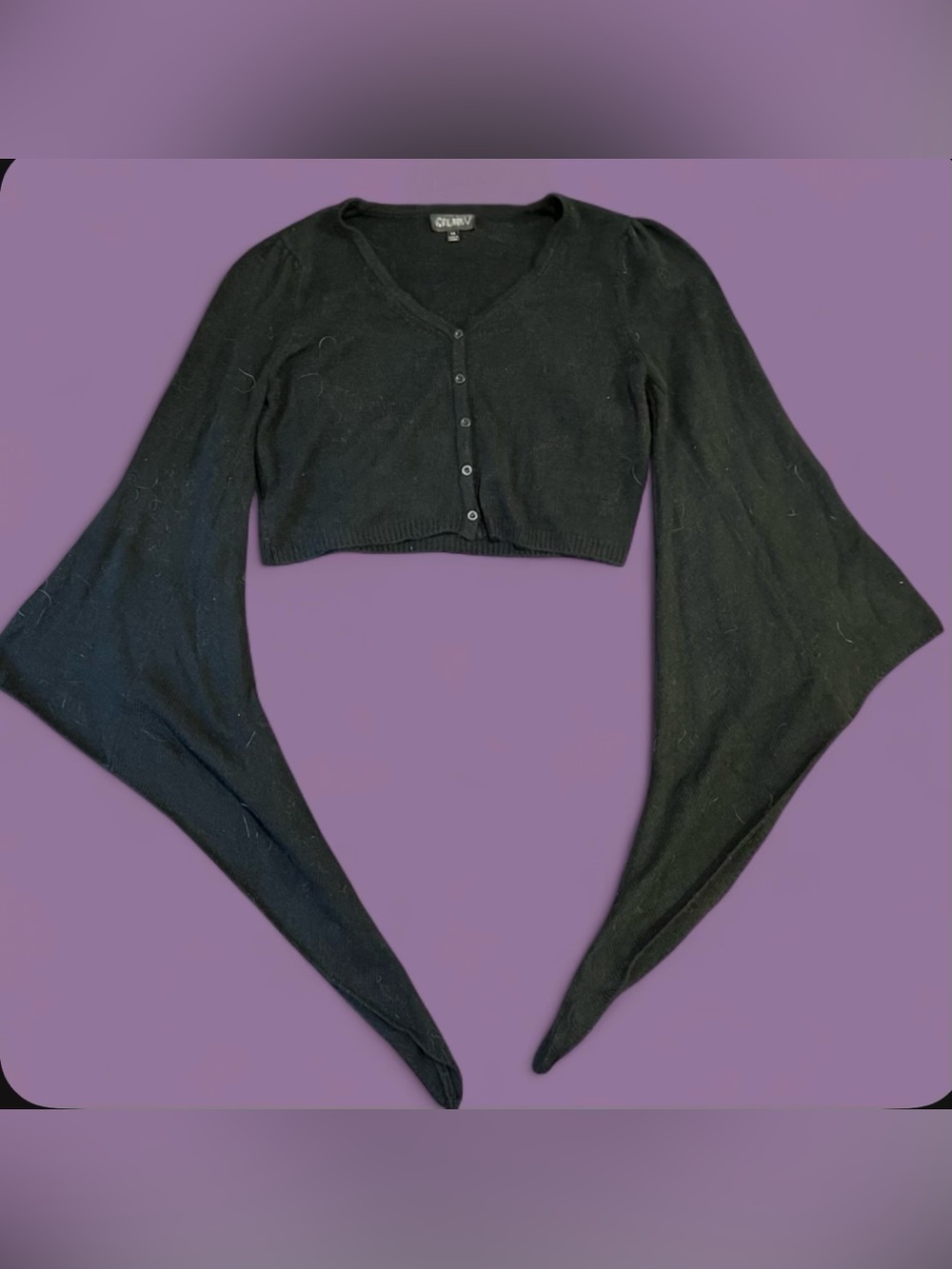 Widow x Dolls Kill - Plus Black Balloon Knit Cardigan